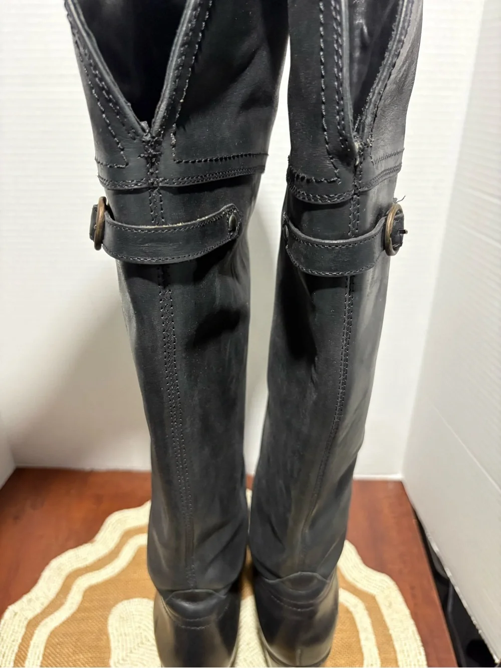 Frye Black Tall Leather Knee Boots